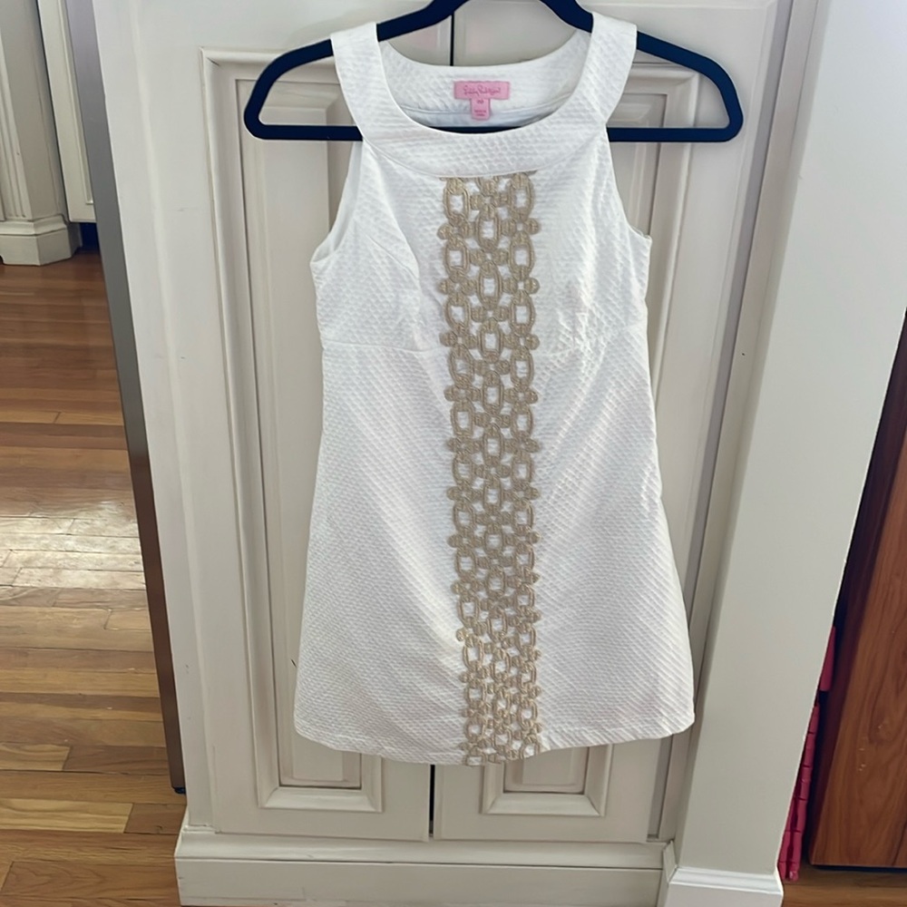 Lilly pulitzer white and gold dress